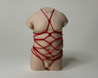 pre-made 4 inch male sculpture with shibari