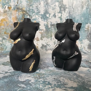 BLACK plus size goddess figurine | curvy sculpture | female bust | personalised | home decor | feminine | body | woman [4 inch]