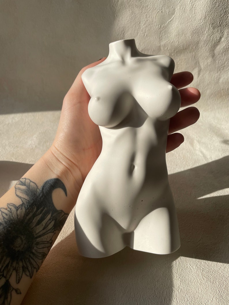 LARGE 8 INCH woman sculpture curvy sculpture female bust custom made colour personalised statue body big breast image 5