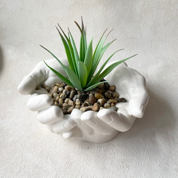 hands planter | custom made colour | candle holder | trinket dish | modern bowl | handmade pot | concrete | plant | modern decor | abstract