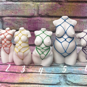 rainbow shibari colours | bondage | plus size | pregnant | body figurine | custom made  | alternative | alt | goth