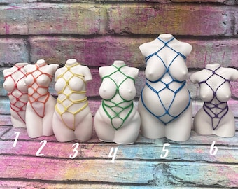 rainbow shibari colours | bondage | plus size | pregnant | body figurine | custom made  | alternative | alt | goth