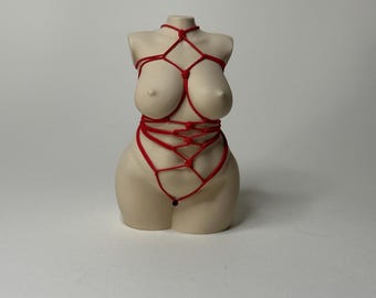 pre-made 4 inch beige female sculpture with shibari