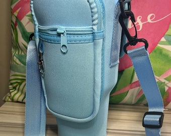 Travel Carrier for 40 oz Tumbler, Cup Carrier for 40 oz Cup, Sky Blue Tumbler bag, 40 oz cup bag Blue