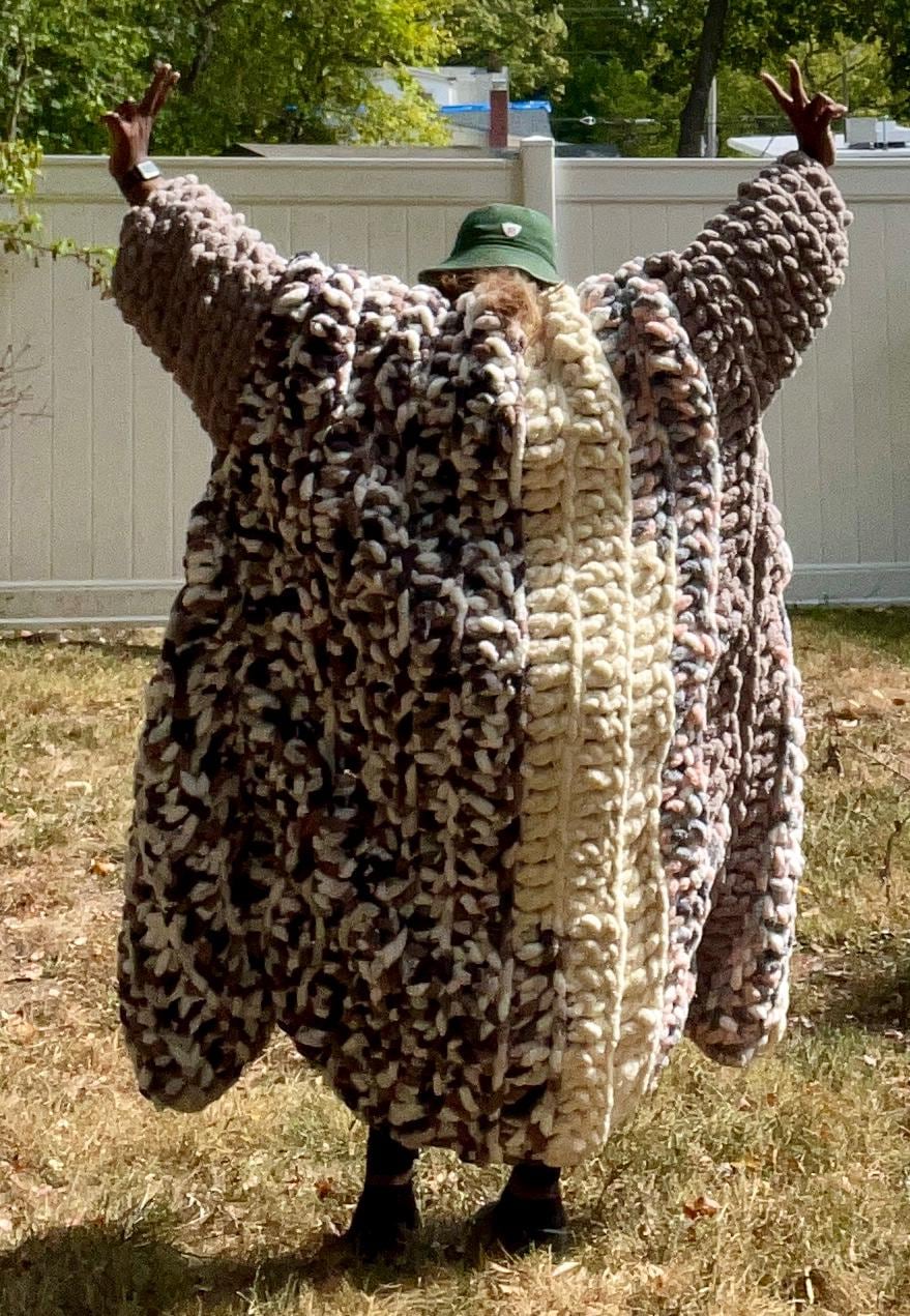 Pattern Chunky Sweater Cardigan Floor Length Cloud Sweater