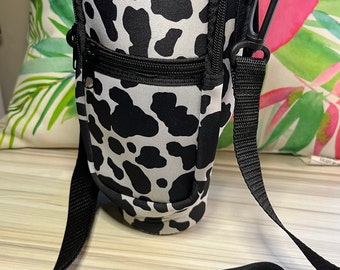 Travel Carrier for 40 oz Tumbler, Cup Carrier for 40 oz Cup, Cow Print Tumbler bag, 40 oz cup bag Cow