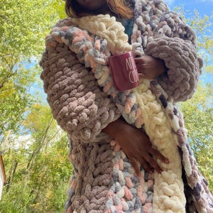 Pattern Chunky Sweater Cardigan Floor Length Cloud Sweater