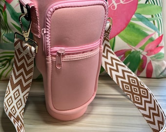 Travel Carrier for 40 oz Tumbler, Cup Carrier for 40 oz Cup, Pink Tumbler bag, 40 oz cup bag Pink