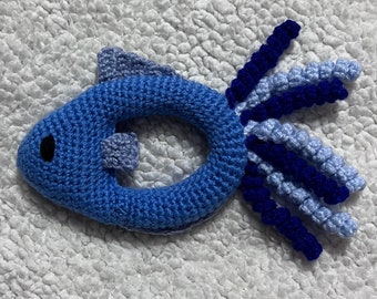 Crochet fish rattle, Crochet fish, Homemade Baby Rattle, Baby Rattle, Baby Toy