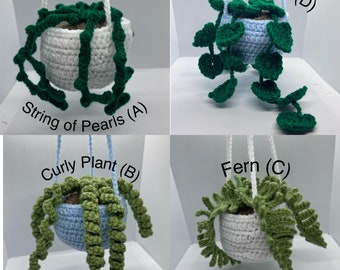 Crochet Hanging Plant – Handmade Fern, String of Pearls