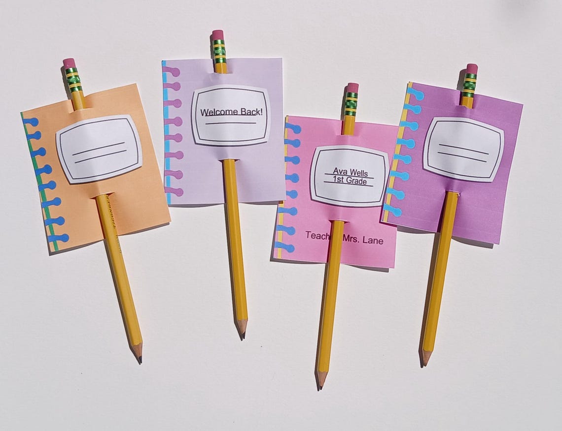 Composition Notebook Pencil Toppers: Back to School Printable (PDF ...