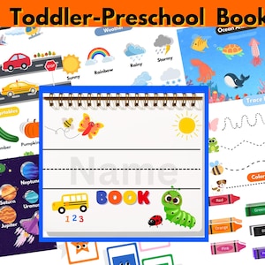 Libro de actividades para niños pequeños/preescolares, imprimible, para educación en casa, Montessori, libro de actividades tranquilas para niños, descarga digital instantánea, educativo.