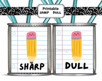 Printable Sharp & Dull Pencil Labels: Classroom Decor (PDF Download