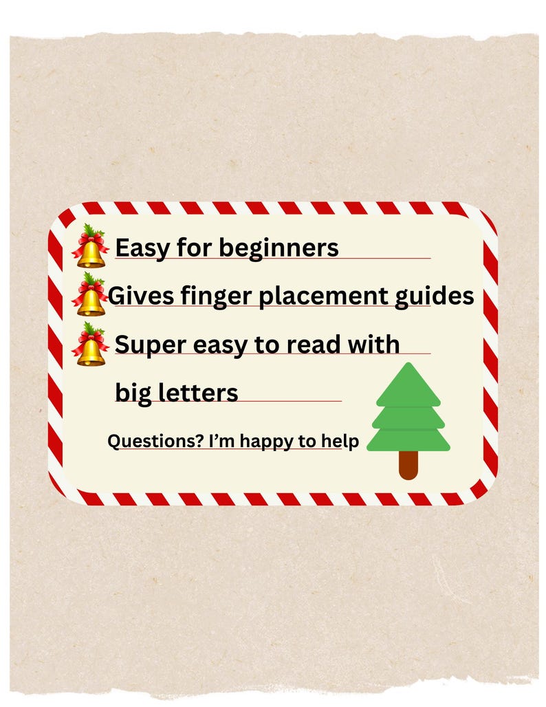 Jingle Bells Easy Beginner Piano Sheet Music Printable Song - Etsy