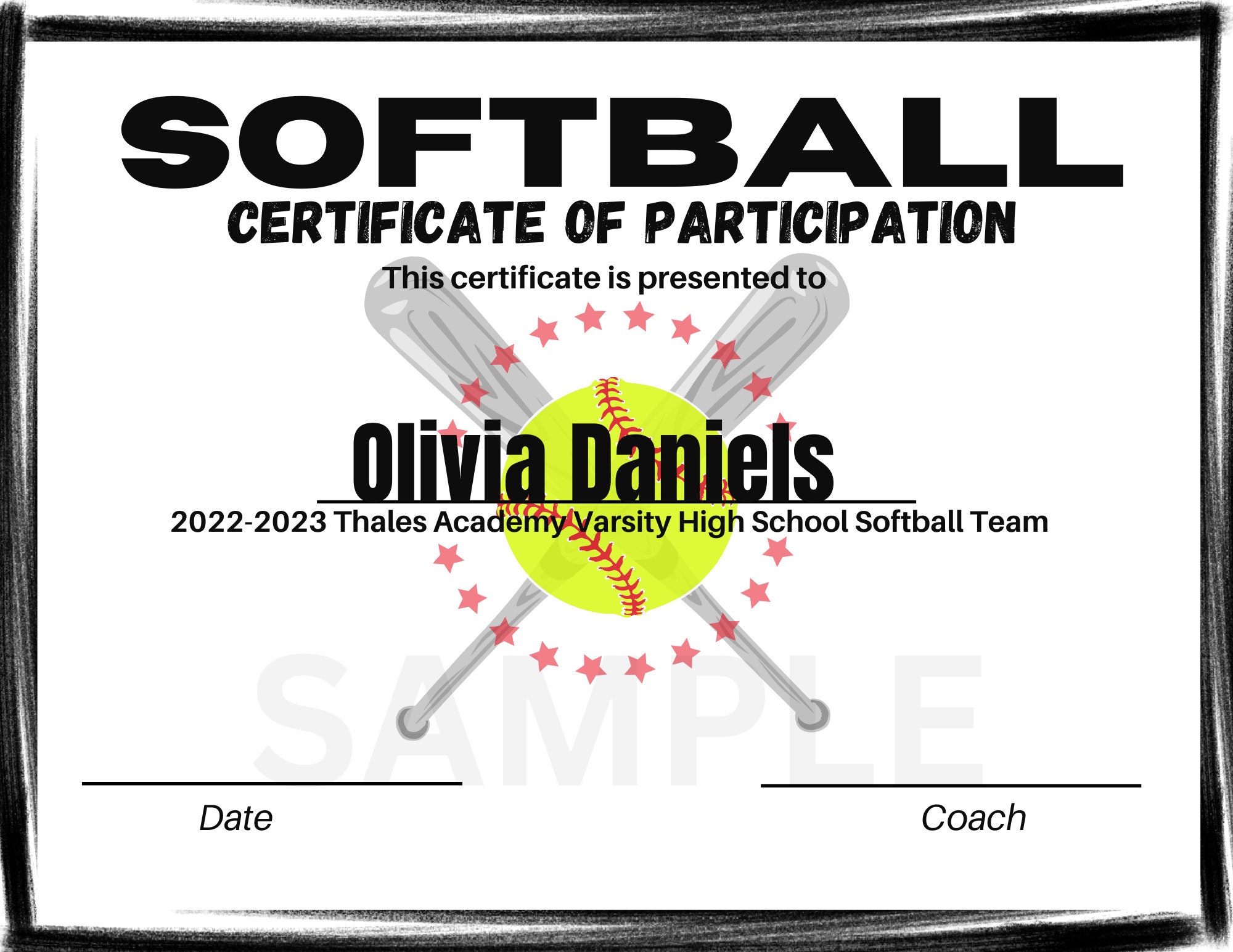editable-softball-certificate-template-award-participation-diploma-printable-certificate-template-personalized-sports-etsy