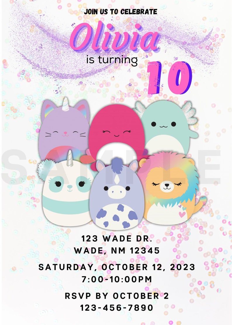 Squishmallow Birthday Party Squishmallow Editable Invitation Etsy