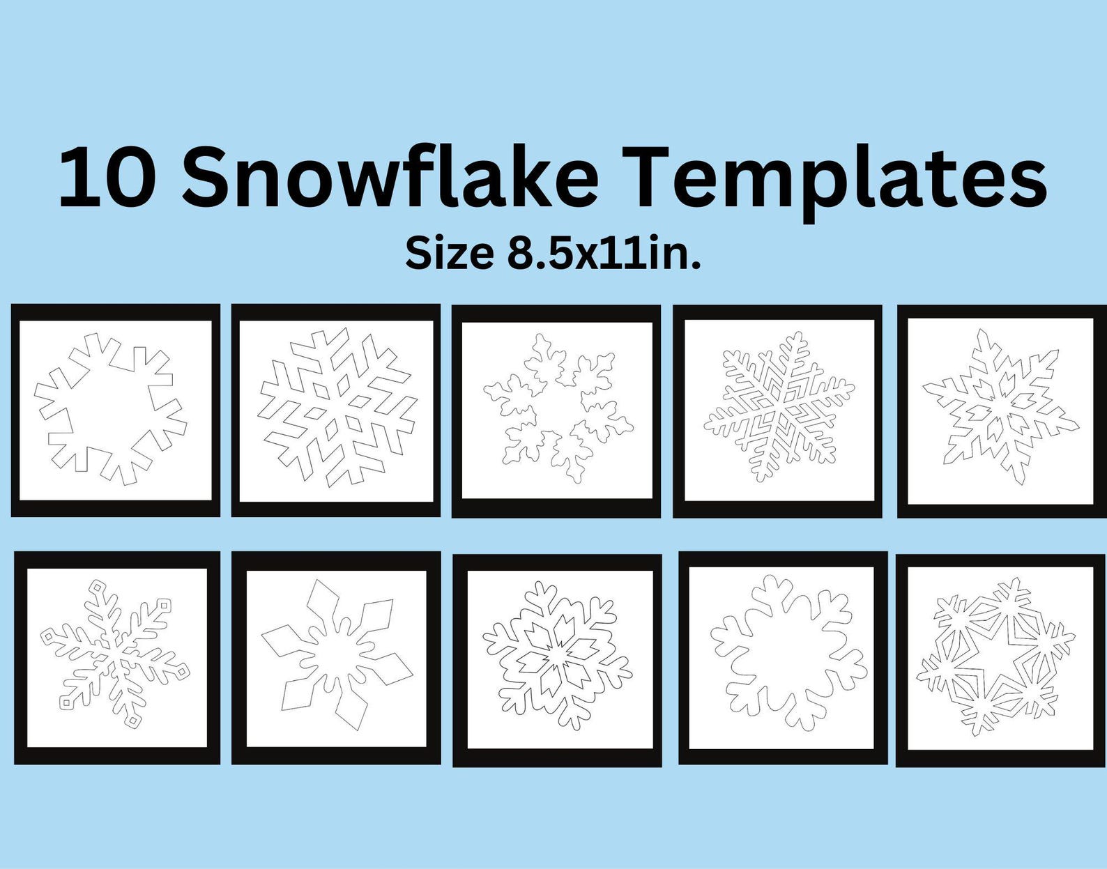 10 Paper Snowflake Patterns, Printable Paper Snowflakes, Printable DIY ...