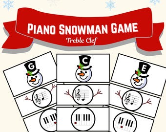 Treble Clef, Piano Build a Snowman, Music Theory, Note Matching Game, Flashcards, Music lessons