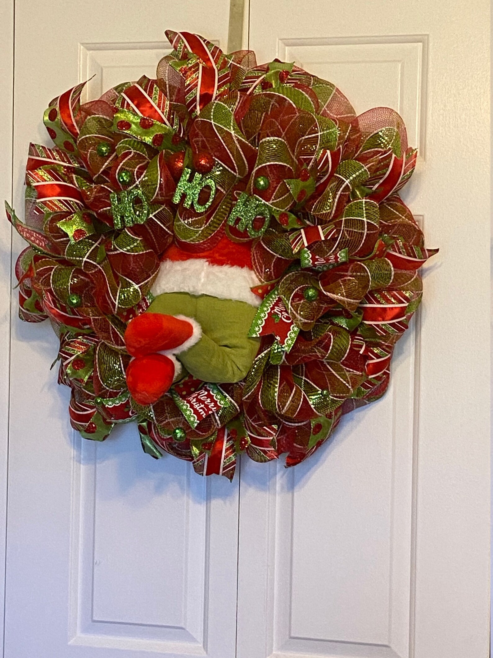 Grinch in the Wreath Wreath for front door Deco Mesh Etsy