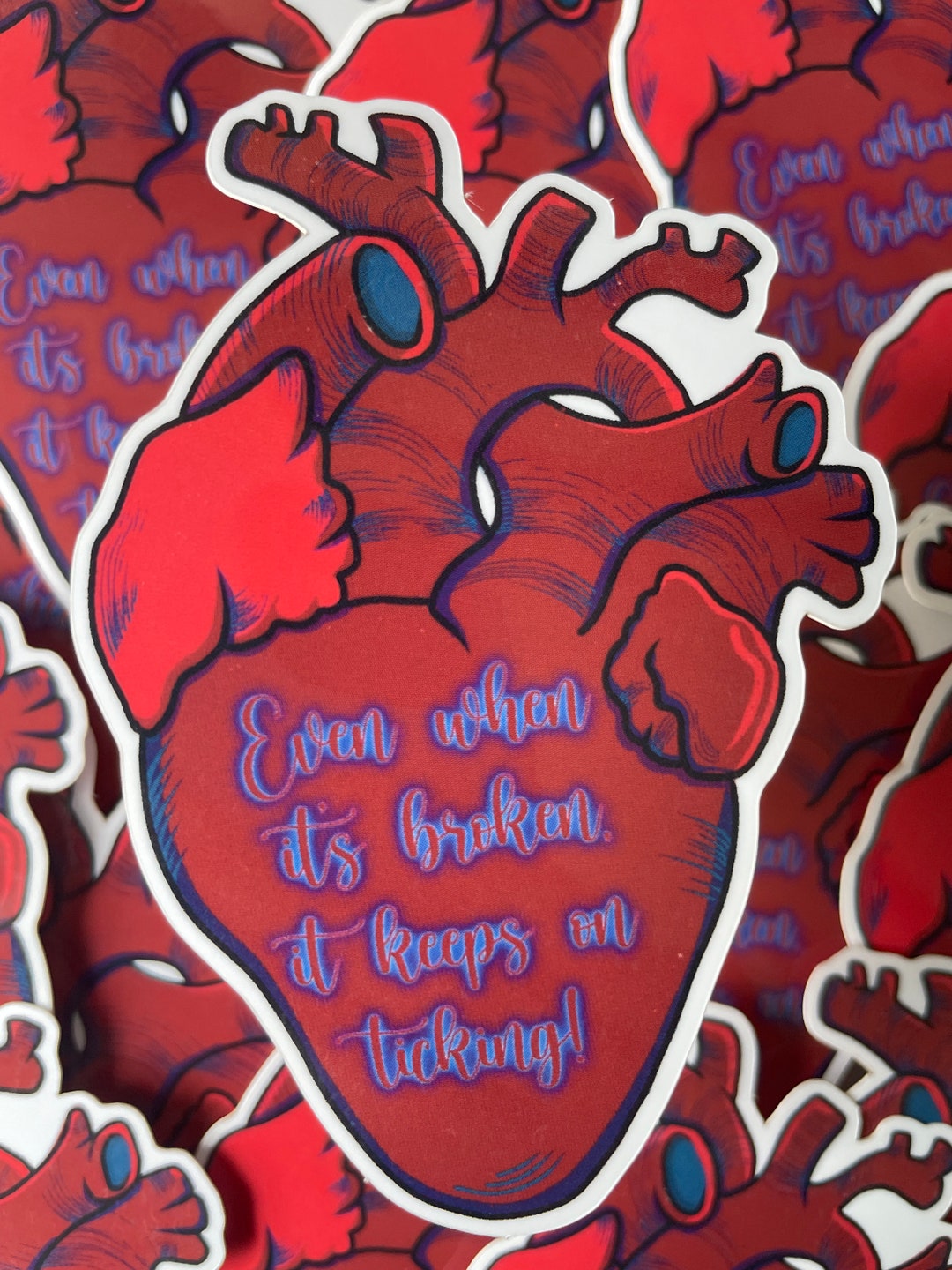Hand Drawn Heart Sticker: Red Vinyl Decal - Etsy