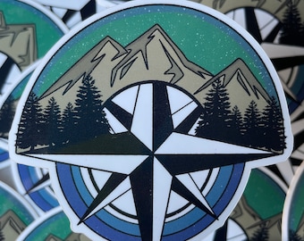 Adventure Sticker - Vinyl Stickers - Adventure - Travel - Compass - Hiking