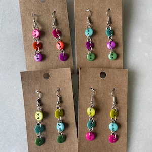 Button Earrings | Dangle and Drop |