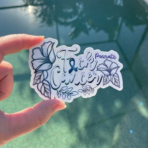 F*ck Pancreatic Cancer Sticker | Purple Ribbon | Clear Sticker image 5