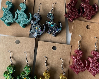 T-Rex Resin Sparkle Series Earrings | Rawr | Dinosaur | Glitter | Sparkly | Jurassic Park