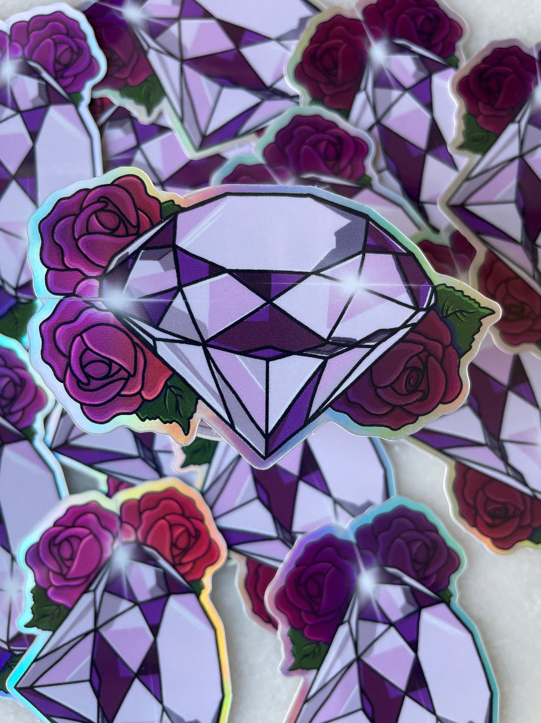 Holographic Diamond Sticker: Hand-drawn Vinyl Decal - Etsy