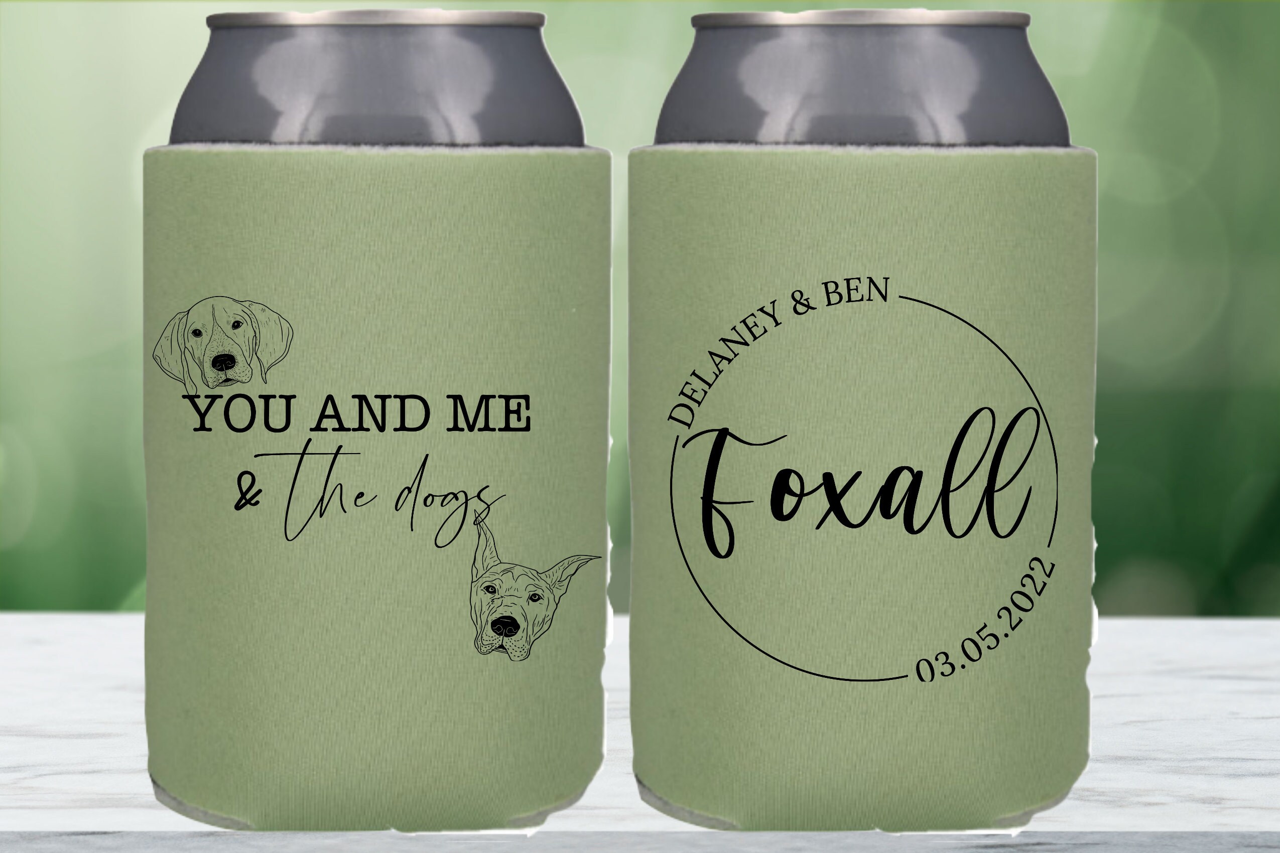 Pet Portrait Koozies/ Personalised Dog Face Can Coolers/ Outline Pet