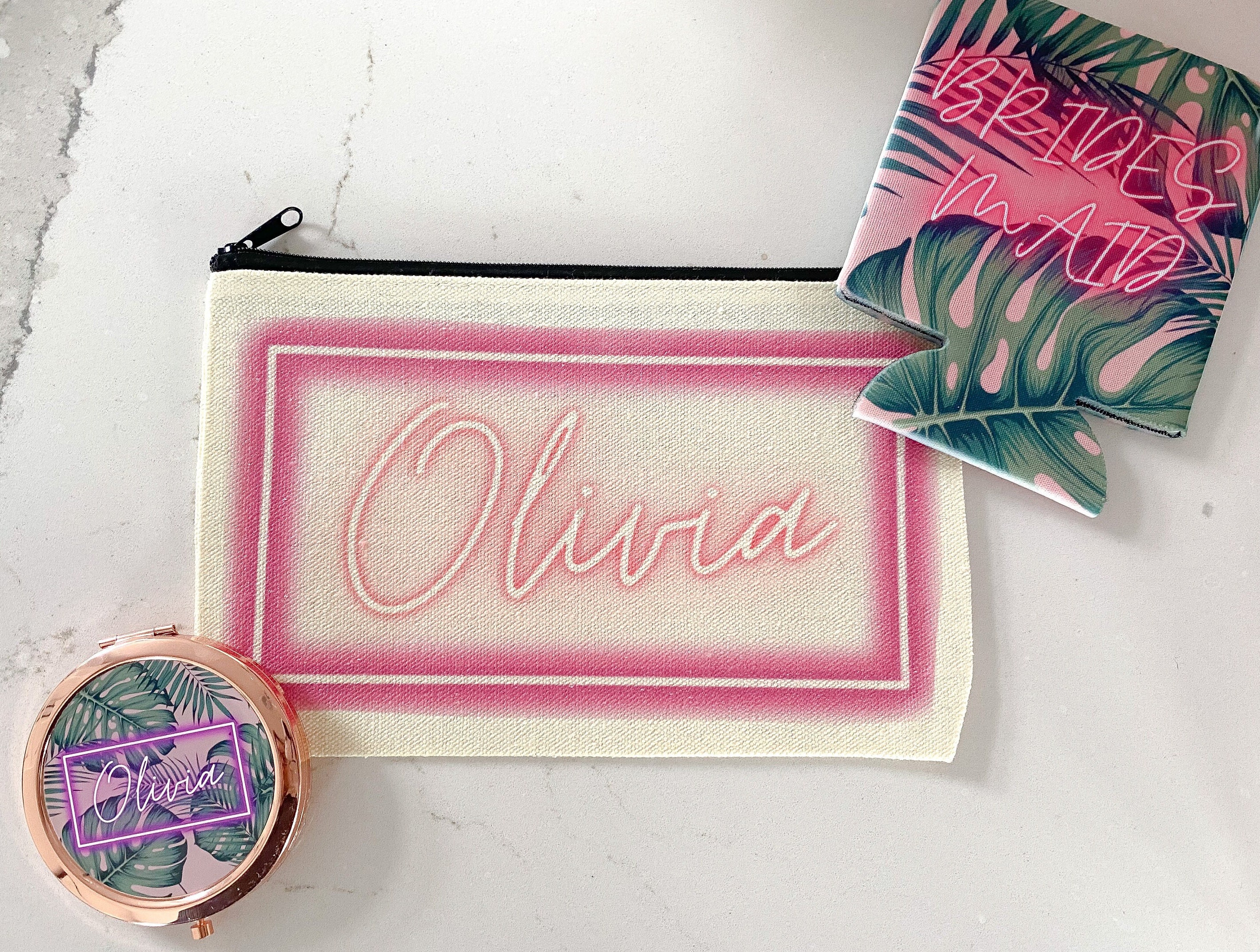 BP embroidery neon cosmetics bag