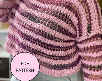 Moss Mesh Crochet Sweater PDF Pattern | Beginner-Advanced