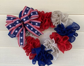 Patriotic Wreath, Patriotic Heart Wreath, July 4th Wreath, Memorial Day Wreath, Veteran's Day Wreath, Patriotic Decor for Front Door