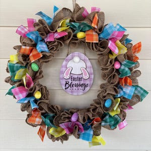 Easter Wreath, Bunny Wreath, Spring Wreath for Front Door, Spring Decor, Spring Door Hanger, Easter Door Hanger