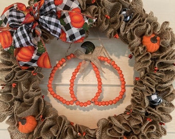 Cute Pumpkin Fall Wreath, Fall Burlap Wreath, Autumn Wreath, Burlap Wreath, Fall Front Door Wreath, Burlap Wreath for Fall