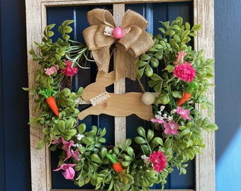 Easter Bunny Wreath, Easter Decor, Bunny Wreath, Bunny Door Hanger, Spring Door Hanger, Easter Bunny Front Door, Bunny Front Door