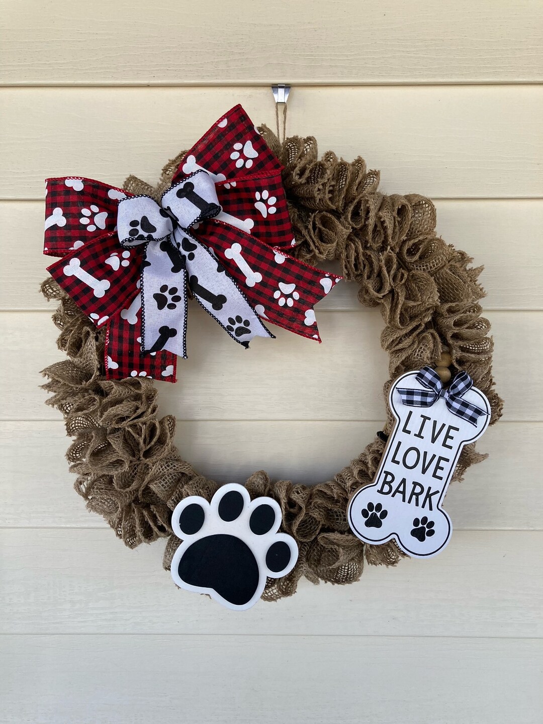 NEW Dog Wreath, Pet Wreath, Dog Burlap Wreath, Paw Print Wreath, Burlap ...