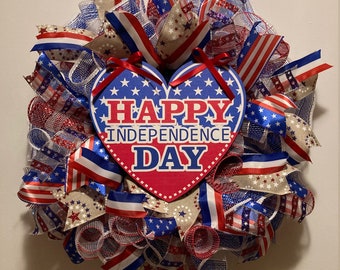 Patriotic Wreath for Front Door, Fourth of July Wreath, 4th of July Wreath, Memorial Day Wreath, Wreath for Front Door