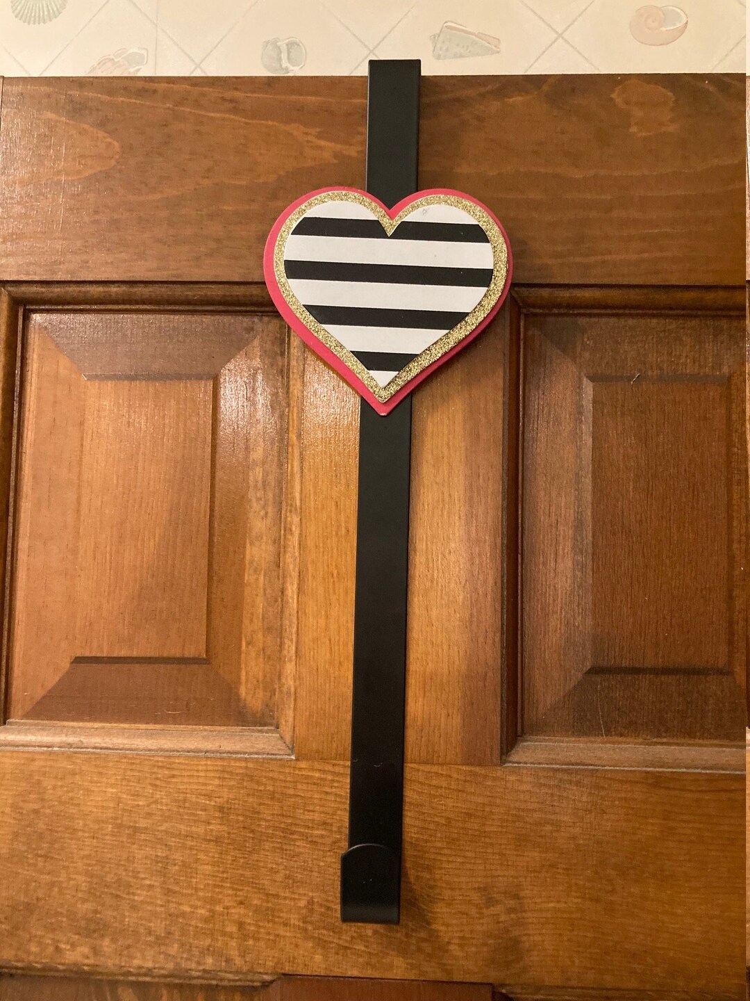 Heart Wreath Hanger, BLACK Wreath Hanger, Wreath Hook for Front Door