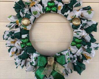 St. Patrick's Day Scarf Wreath, St. Patrick's Decor, Shamrock Wreath, St. Patrick's Decor, St. Patrick's Front Door Wreath