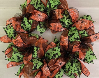 Halloween Wreath, Halloween Wreath Front Door, Spooky Halloween Wreath, Halloween Decor, Halloween Deco Mesh Wreath, Halloween