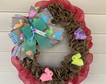 Easter Burlap Wreath, Easter Wreath, Easter Egg Wreath, Bunny Wreath, Easter Decor, Bunny Decor, Sparkly Bunny Wreath