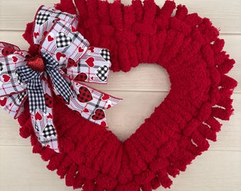 Valentine Wreath, Romantic Heart Wreath, Wedding & Anniversary Decor, Heart Wreath Valentine Decor