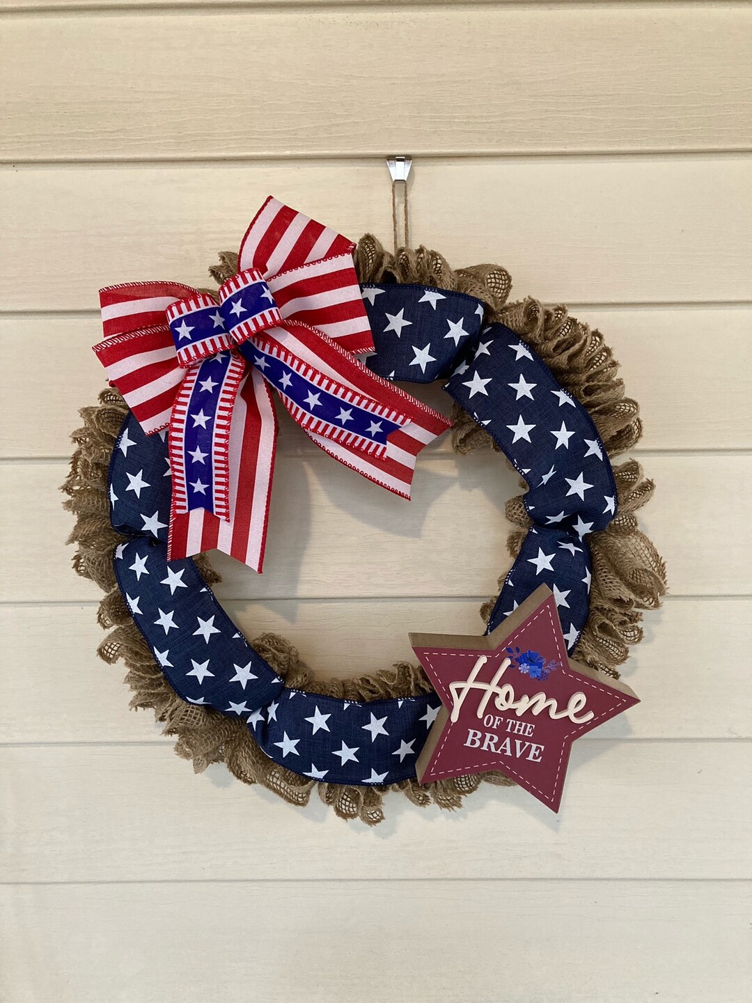 Patriotic Wreath Patriotic Burlap Wreath July 4th Wreath - Etsy