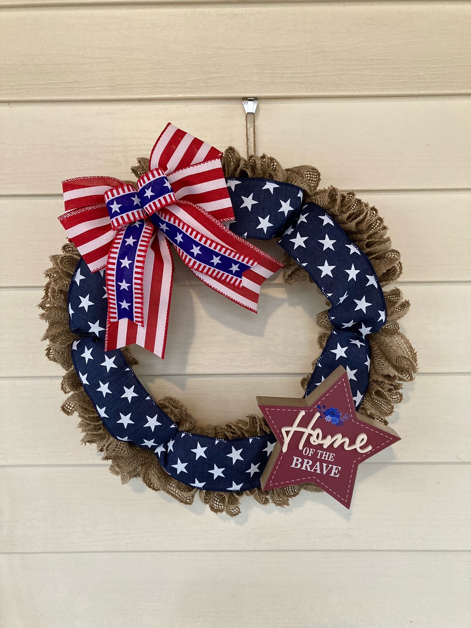 Patriotic Wreath Patriotic Burlap Wreath July 4th Wreath - Etsy