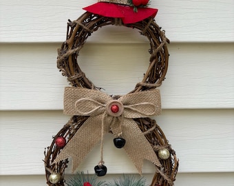 Snowman Wreath, Snowman Decor, Christmas Wreath, Snowman Wreath for Front Door, Lighted Snowman Wreath
