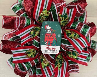 Christmas Snoopy Wreath, Peanuts Christmas Wreath, Charlie Brown Wreath, Christmas Wreath