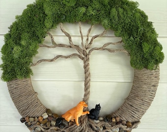 Tree of Life Wreath, Cat Wreath, Dog Wreath, Pet Lover Front Door Wreath