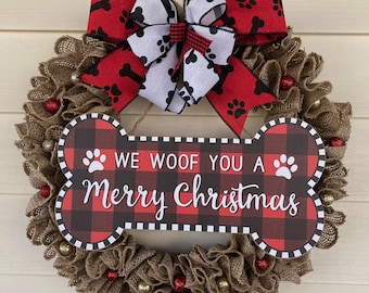 Christmas Dog Wreath, Dog Wreath, Dog Christmas Wreath, Dog Decor, Pet Wreath