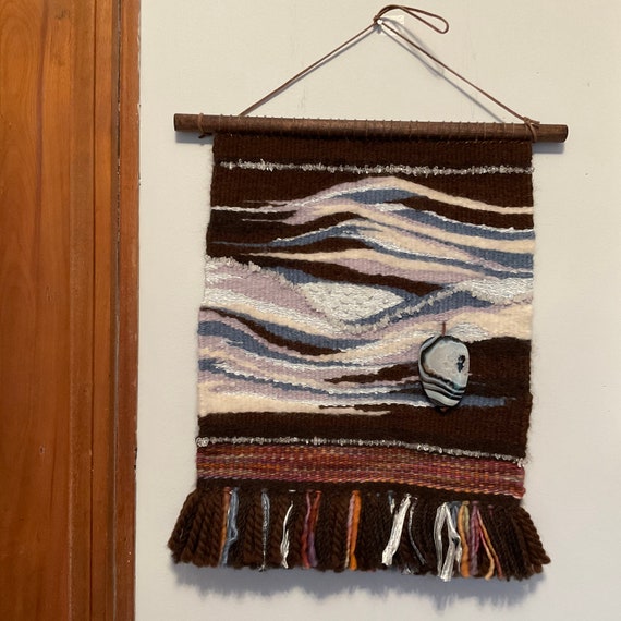 Alpaca and Gemstone Hand Woven Abstract Landscape Wall
